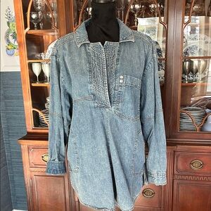 We The Free Blue Denim Tunic with Pocket